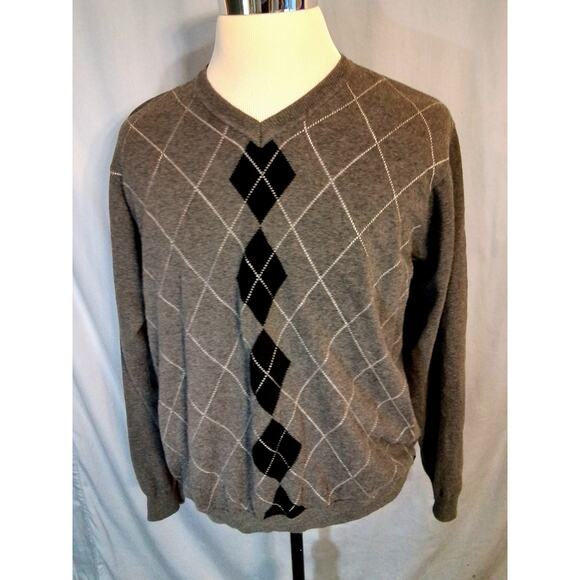 Izod men  gray pullover sweater argyle style - Picture 1 of 5